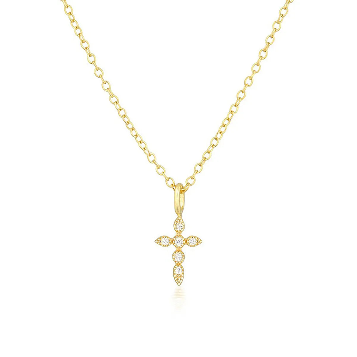 Diamond necklaces for women -Sterling Silver Copper Elegant Cross Plating Pendant Necklace