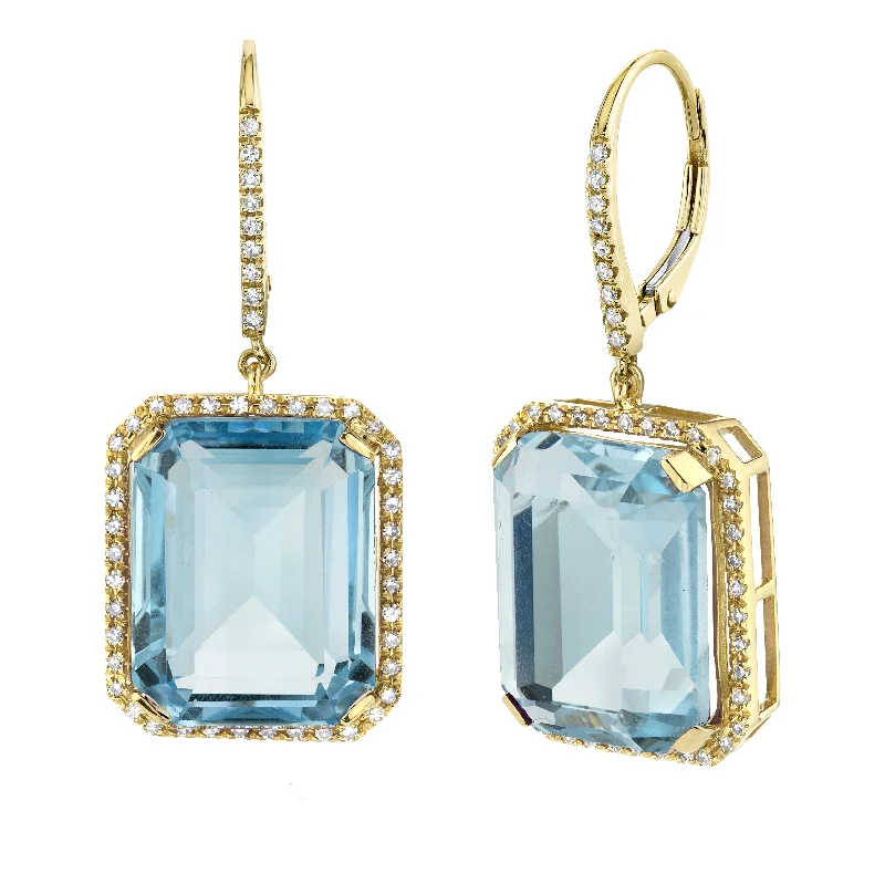 Art deco earrings for women -READY TO SHIP LIGHT BLUE CRYSTAL PORTRAIT EARRINGS