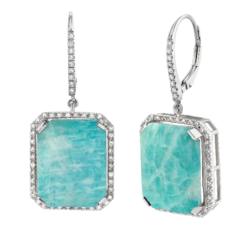 Infinity earrings for women -READY TO SHIP AMAZONITE PORTRAIT EARRINGS