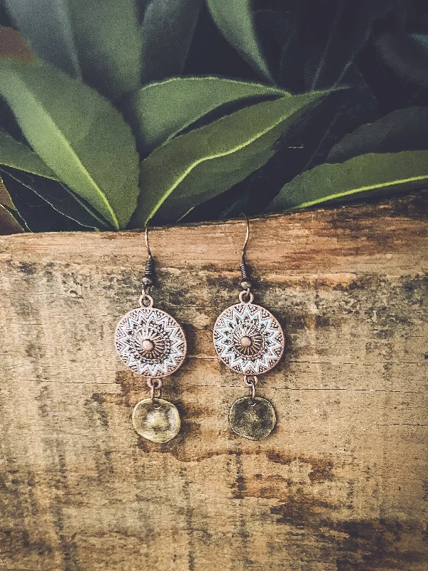 Boho earrings for women -Boho Round Drop Earrings