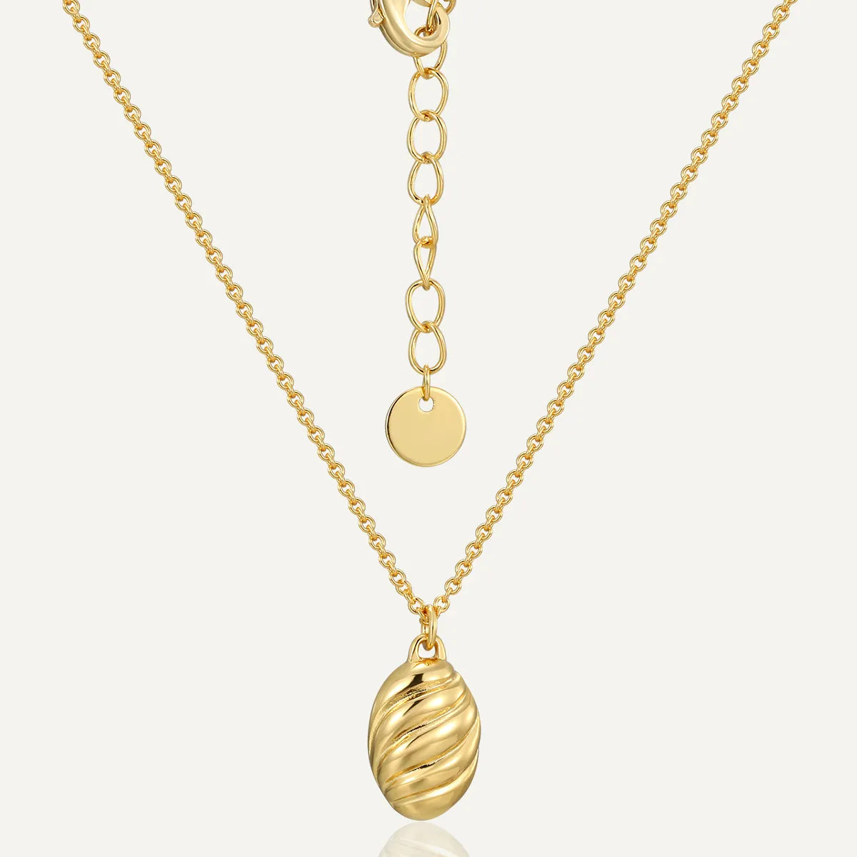 Engraved necklaces for women -Copper 18K Gold Plated Oval Pendant Necklace