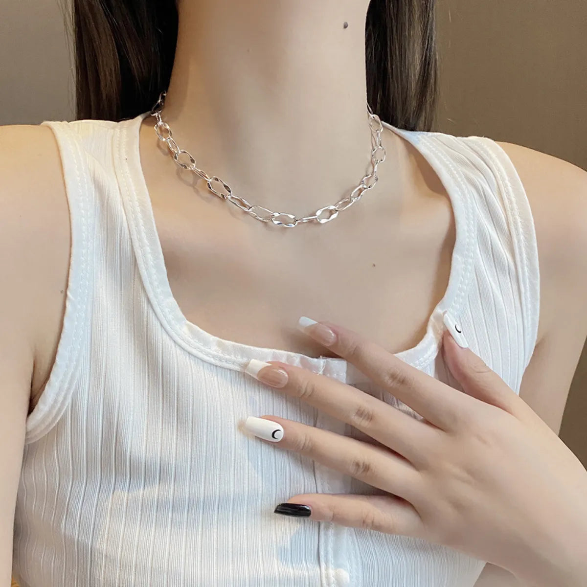 Adjustable pendant necklaces for women -Korean New Ins Special-interest Design Elegant Heavy Industry 925 Sterling Silver Long Circle Geometric Necklace Clavicle Chain Female Wholesale