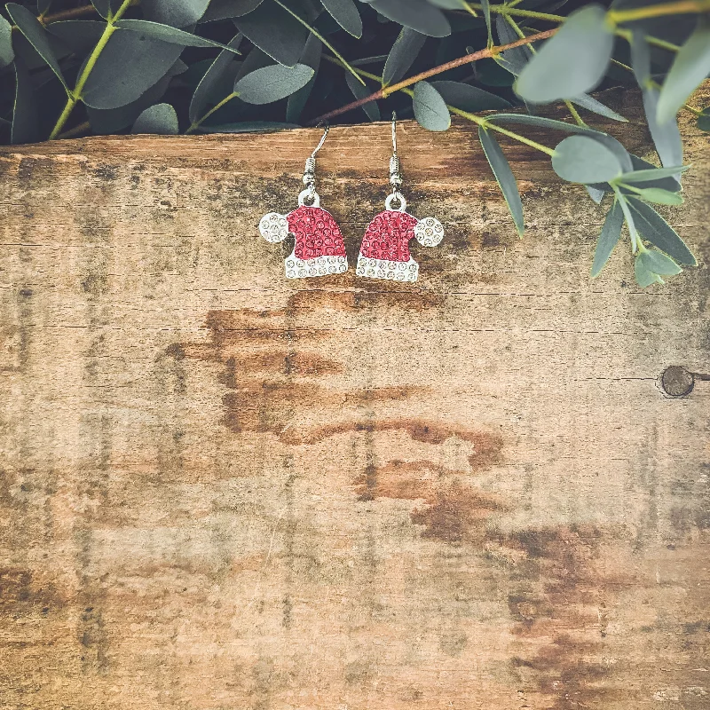 Crystal earrings for women -Adorable Santa Hat Earrings