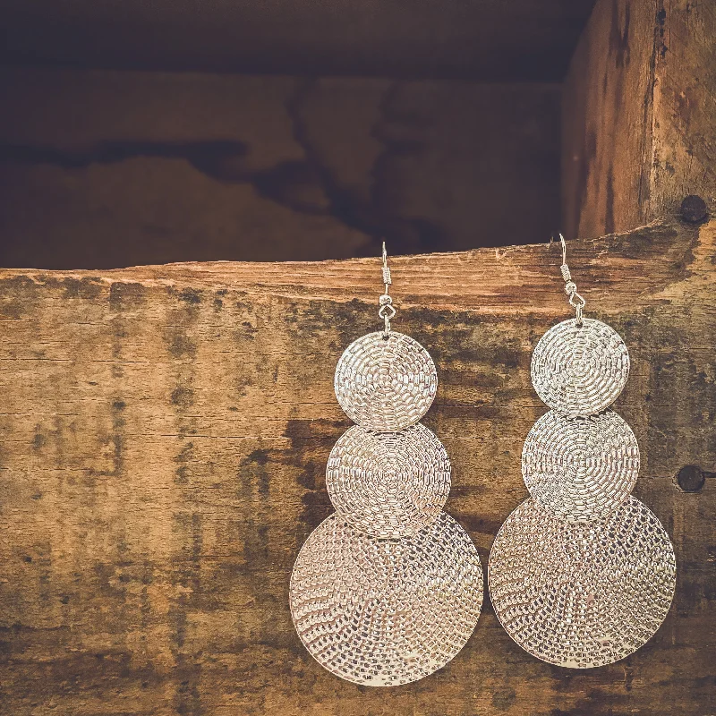 Minimal gold earrings for women -Beautiful Silver Disc Drop Earrings