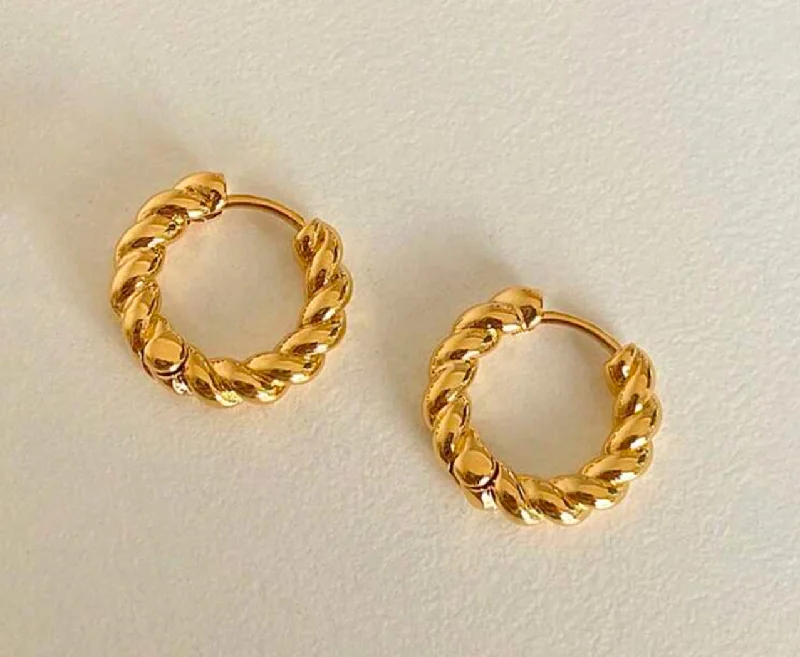 Personalized earrings for women -Beautiful Gold Twist Earrings