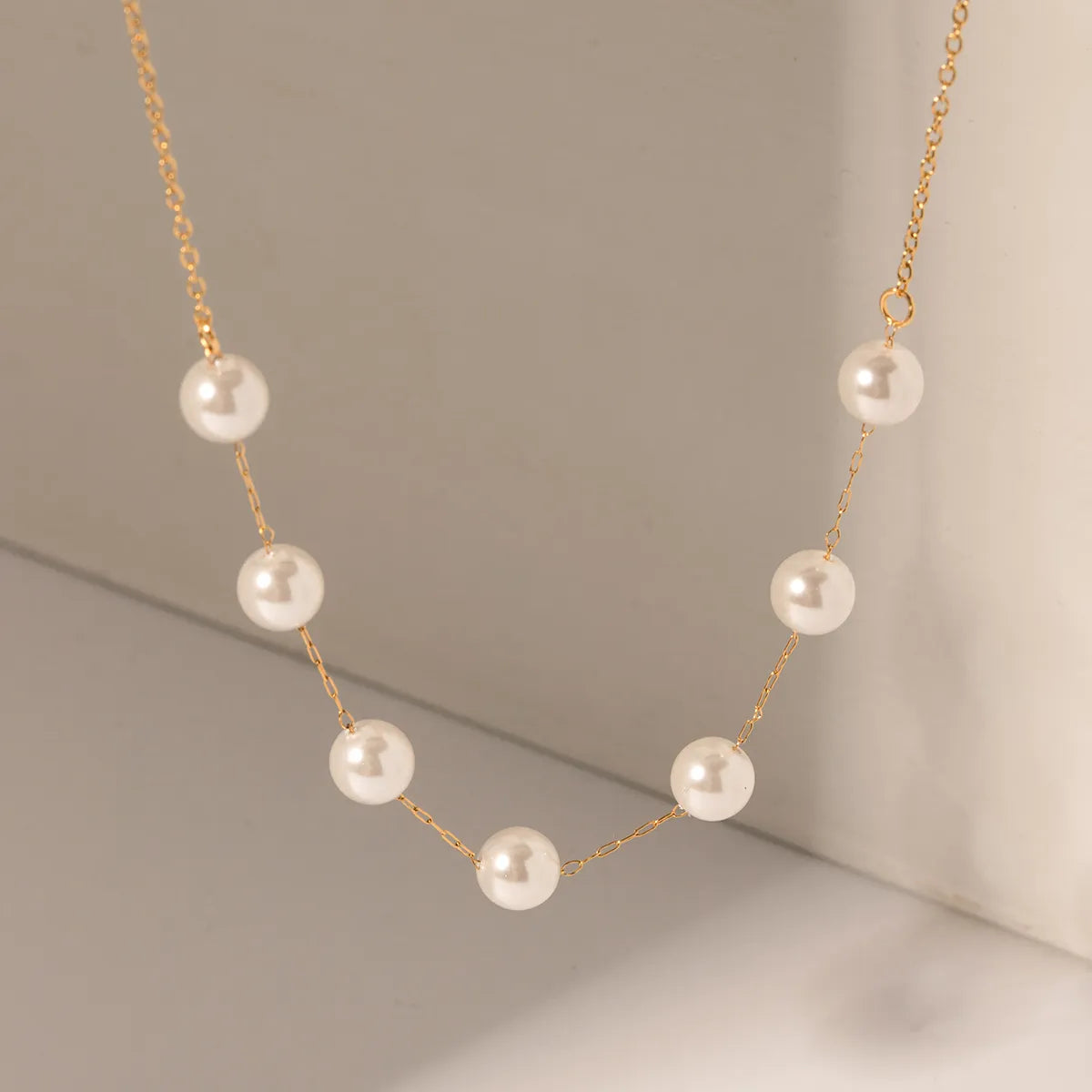 Luxury necklaces for women -Ig Style Pearl Stainless Steel 18k Gold Plated Necklace