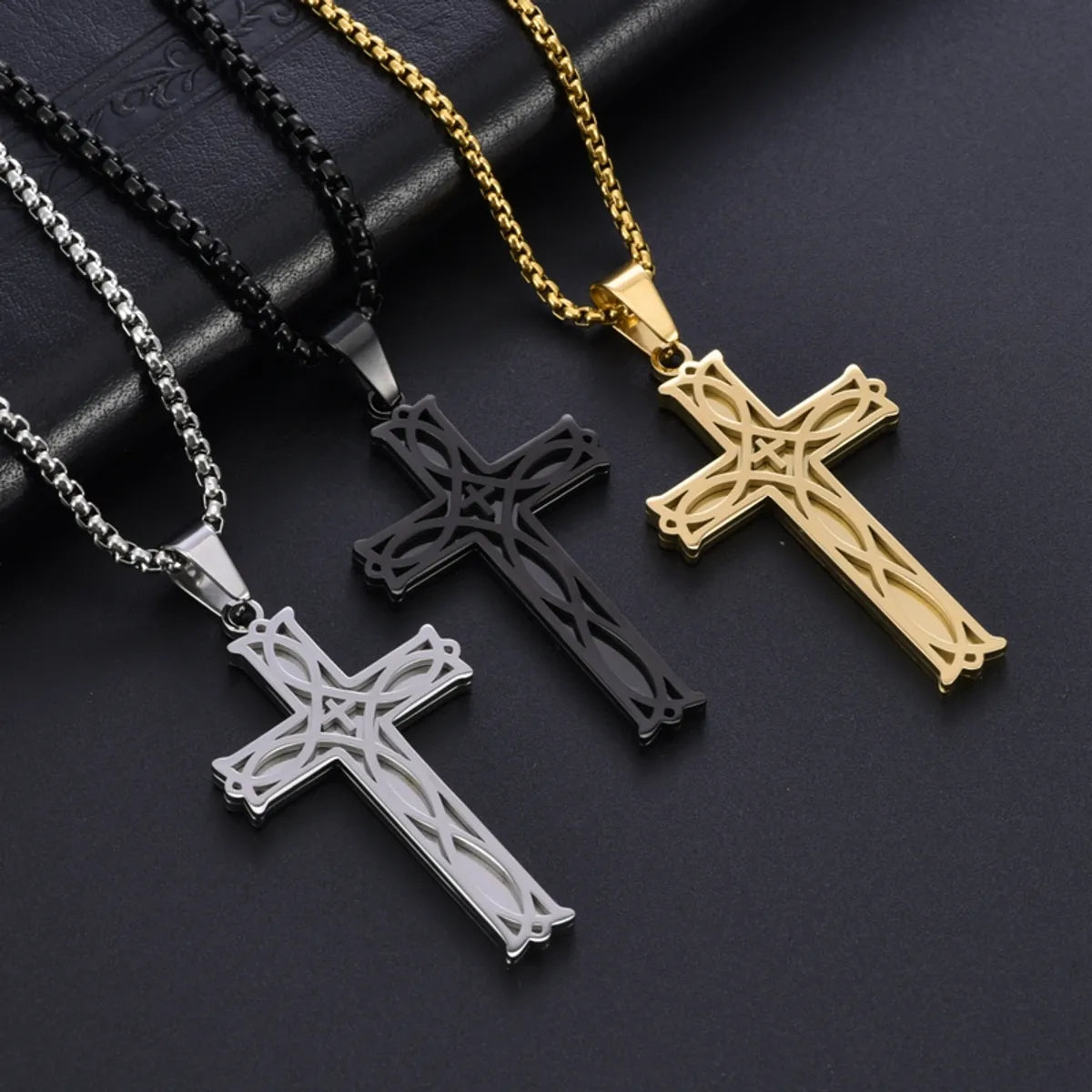 Tennis necklaces for women -Rock Ethnic Style Simple Style Cross 304 Stainless Steel Polishing 18K Gold Plated Men'S Pendant Necklace