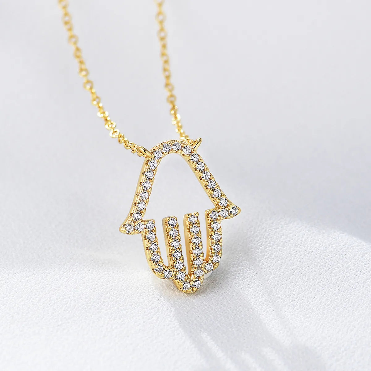 Multi-strand necklaces for women -1 Piece Fashion Palm Sterling Silver Inlay Rhinestones Pendant Necklace