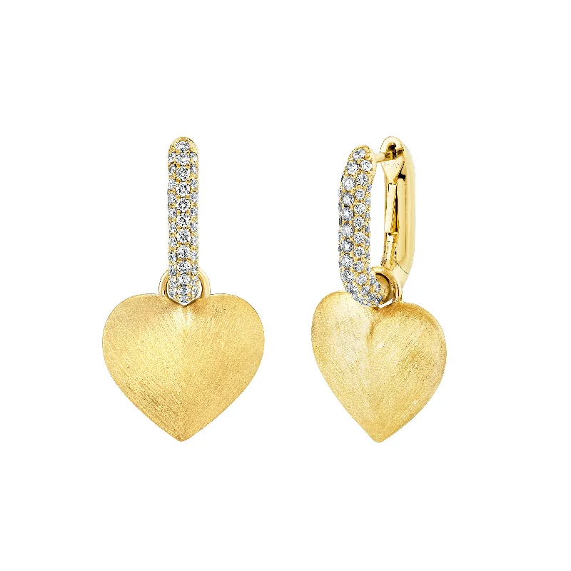 Beaded earrings for women -DIAMOND PAVE LINK HEART EARRINGS