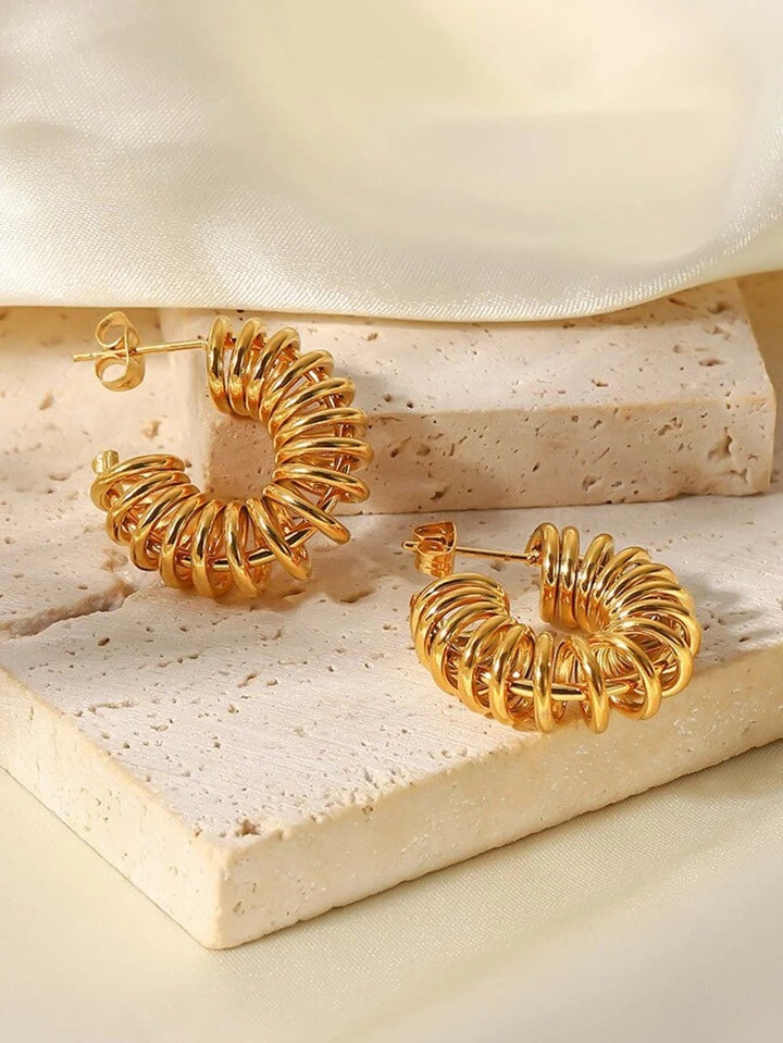 Stackable earrings for women -Beautiful Gold Statement Earrings