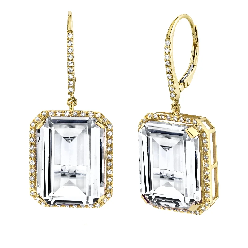 Unique earrings for women -READY TO SHIP WHITE TOPAZ PORTRAIT EARRINGS