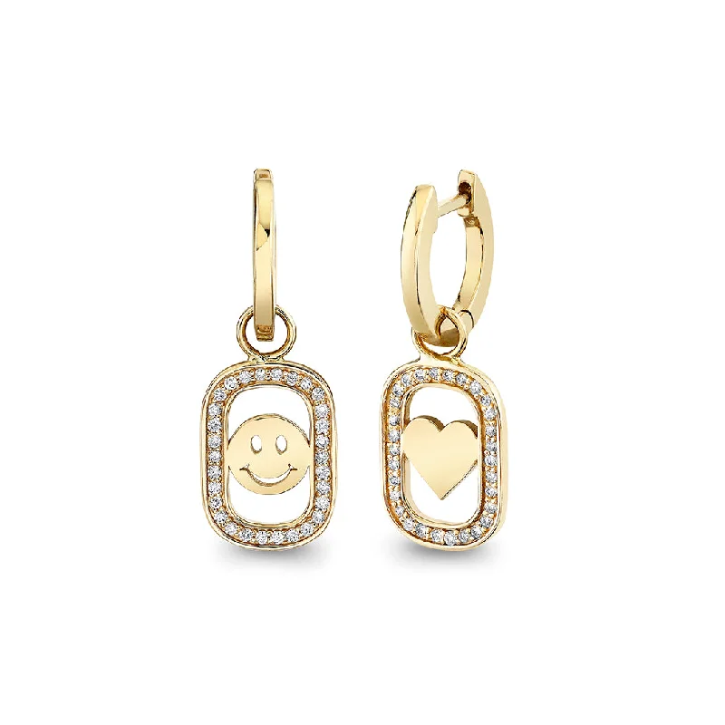 Sparkly hoop earrings for women -Gold & Diamond Open Icon Earrings