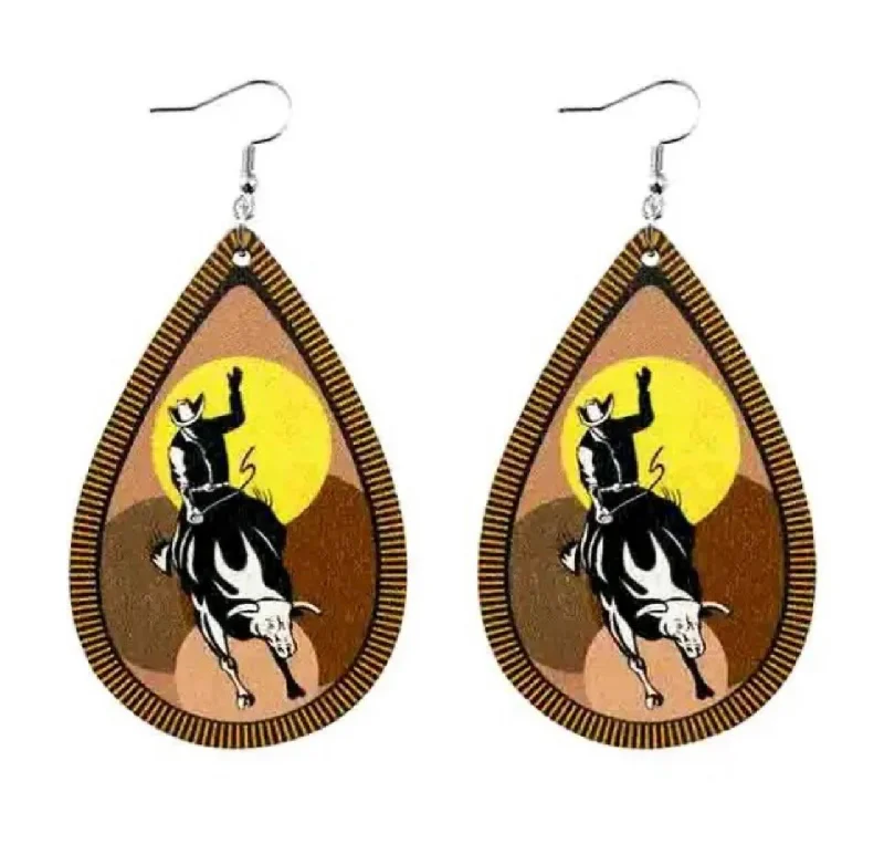 Colored gemstone earrings for women -Beautiful Bull Ride Earrings