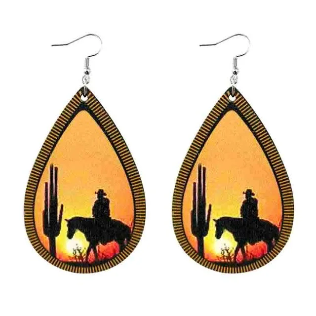 Gemstone earrings for women -Beautiful Cowboy Silouhette Earrings