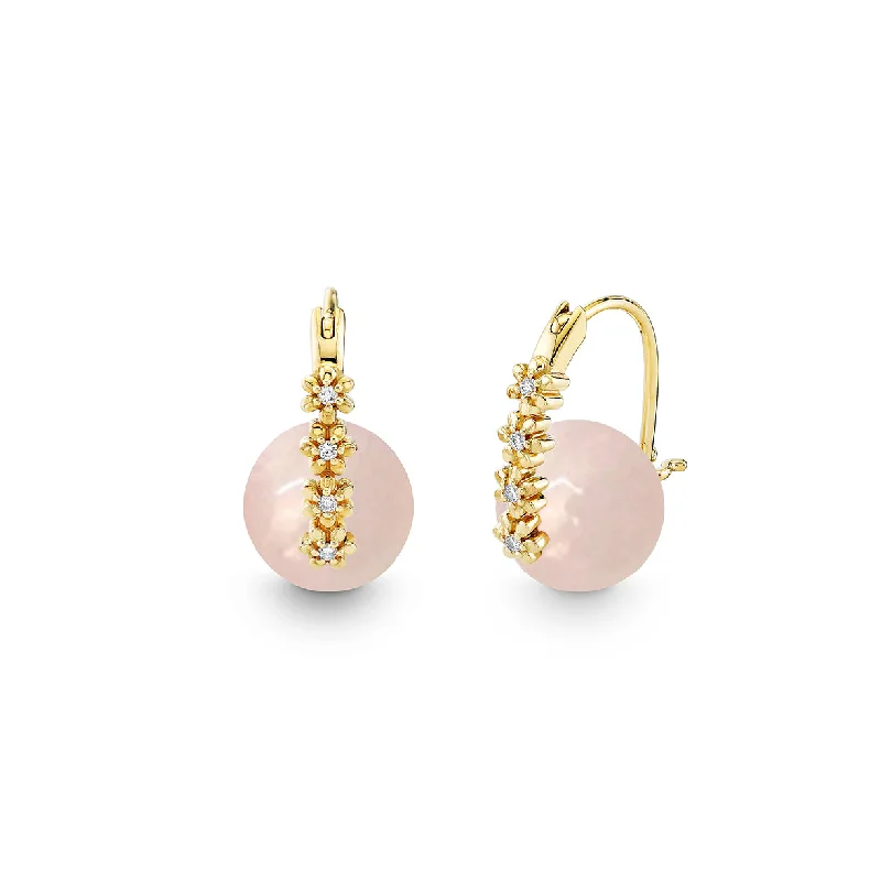 Drop earrings for women -Gold & Diamond Tiny Daisy Morganite Earrings