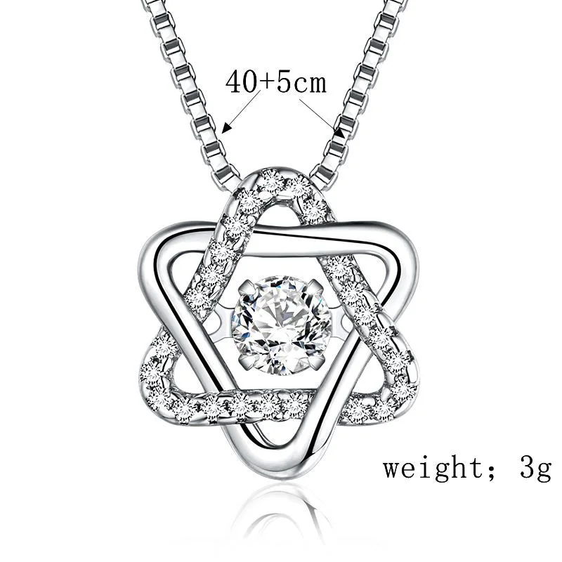 High-end diamond necklaces for women -Simple Style Solid Color Sterling Silver Plating Inlay Zircon Silver Plated Pendant Necklace