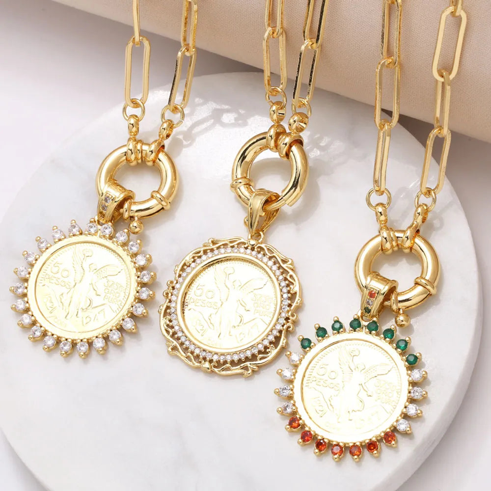 Vintage necklaces for women -Copper 18K Gold Plated Modern Style Simple Style Plating Inlay Portrait Virgin Mary Zircon Pendant Necklace