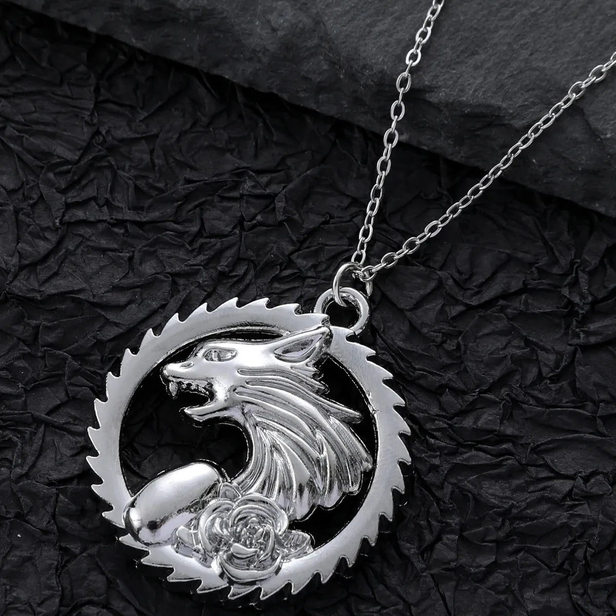 Diamond necklaces for special occasions for women -Hip-Hop Rock Cool Style Wolf Rose Stainless Steel Alloy Unisex Pendant Necklace