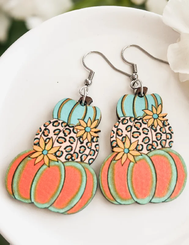 Adjustable earrings for women -Adorable Fall Pumpkin Earrings