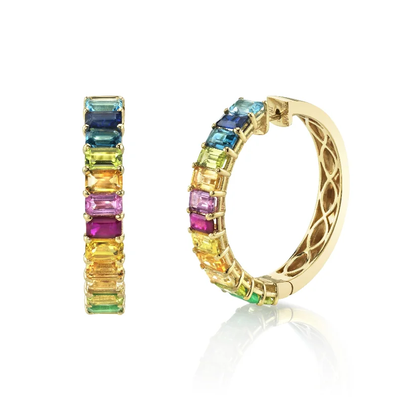 Sleek earrings for women -READY TO SHIP RAINBOW ETERNITY HOOPS