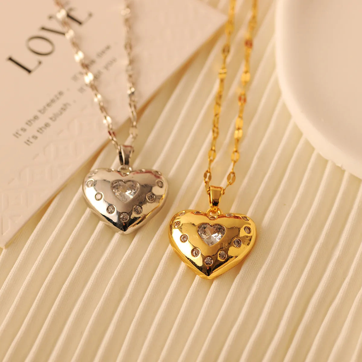 Luxury necklaces for women -Copper 18K Gold Plated Simple Style Classic Style Plating Inlay Heart Shape Zircon Pendant Necklace