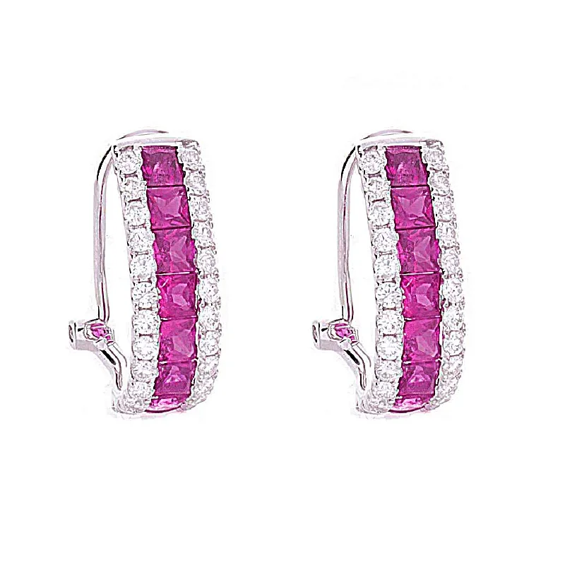 Silver hoop earrings for women -Ruby Earrings