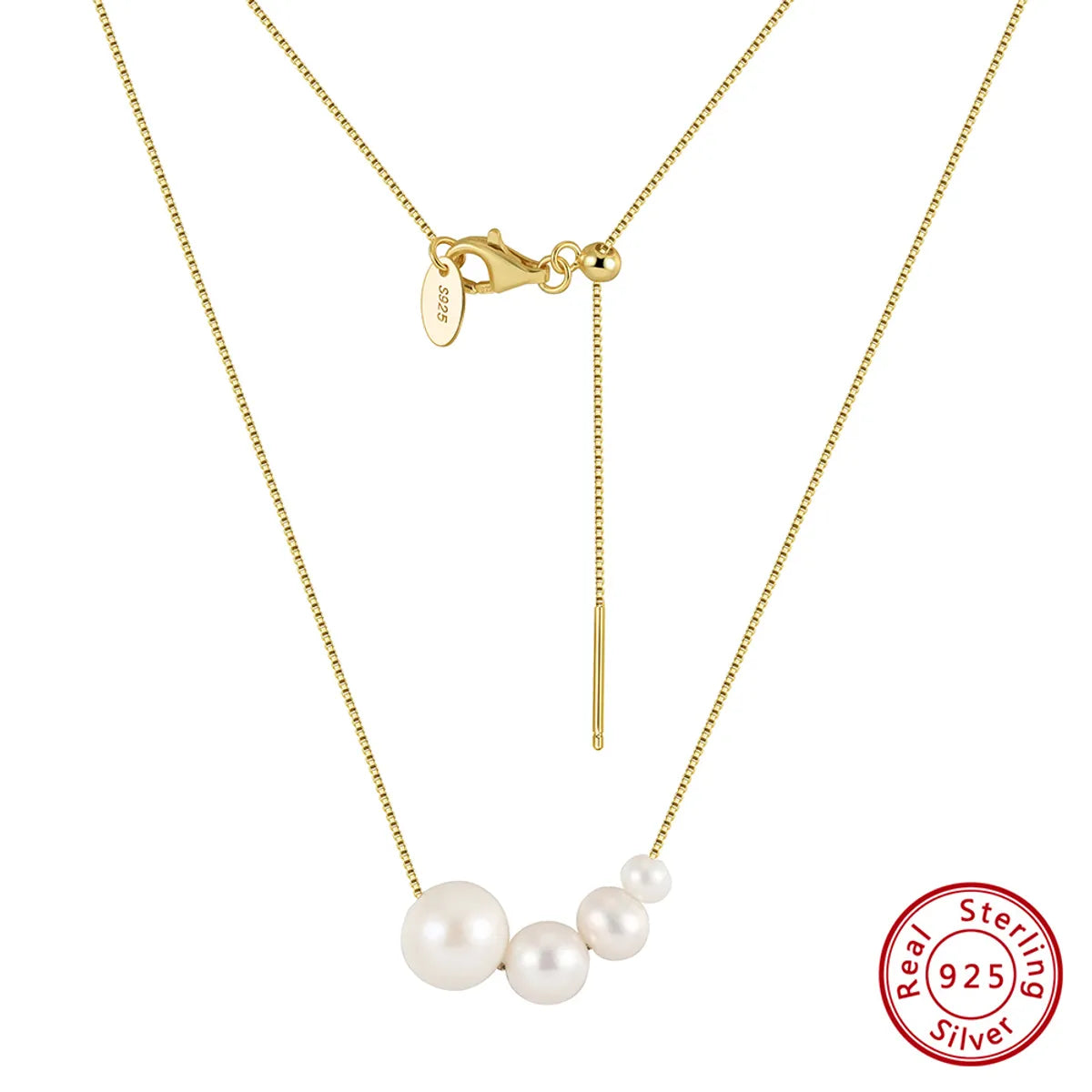 Unique necklaces for women -Simple Style Geometric Sterling Silver Plating Inlay Pearl 14k Gold Plated Pendant Necklace