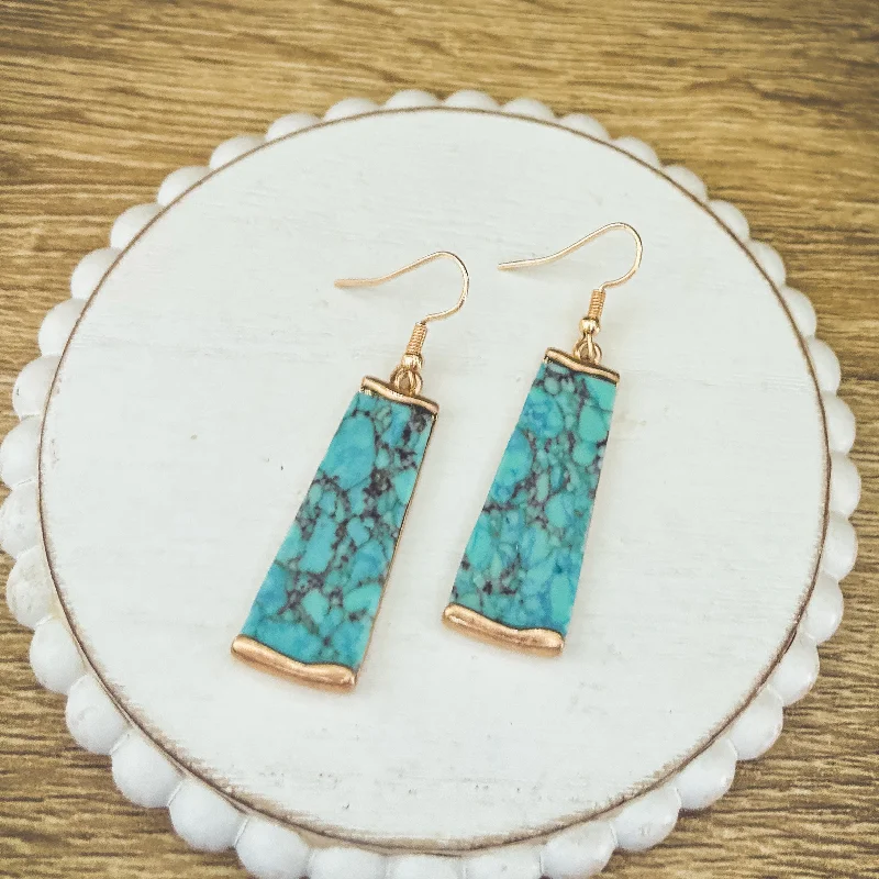 Bridal hoop earrings for women -Beautiful Gold and Turquoise Earrings