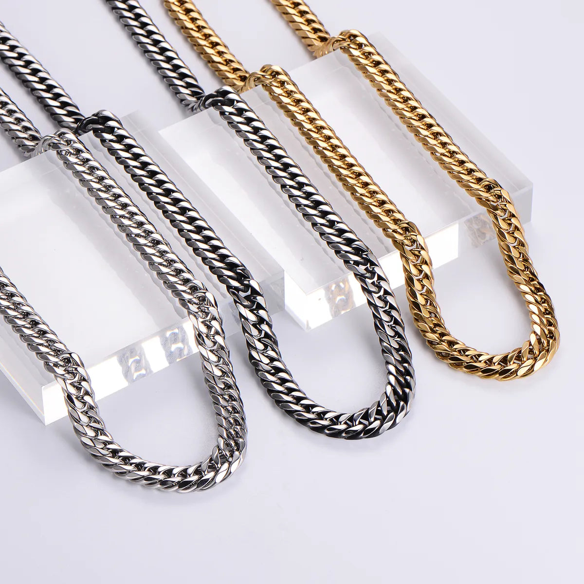 Stylish necklaces for women -304 Stainless Steel Hip-Hop Rock Polishing Plating Solid Color Long Necklace