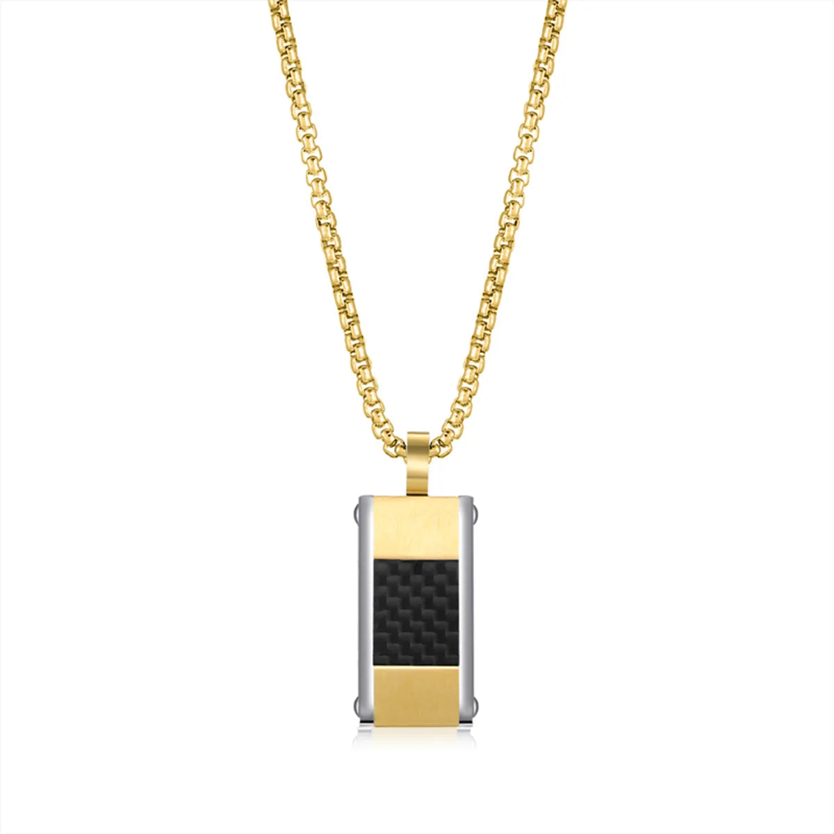 Dainty necklaces for women -Commute Square Stainless Steel Polishing Plating 18k Gold Plated Men'S Pendant Necklace