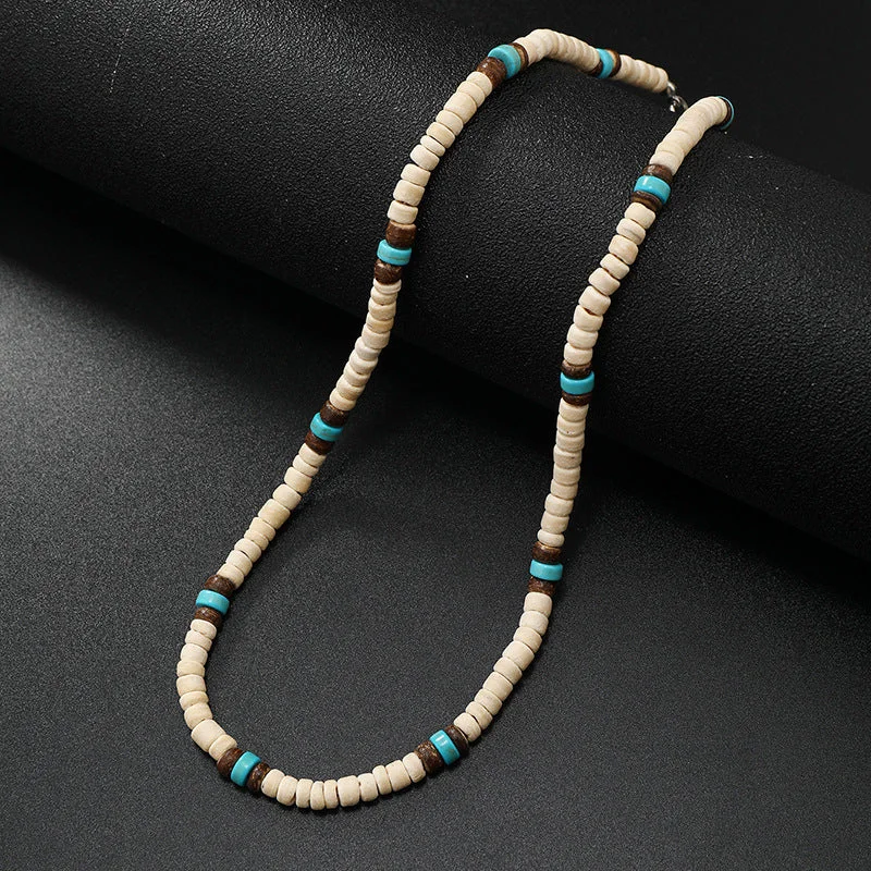 White Coconut Shell + Coffee Beads