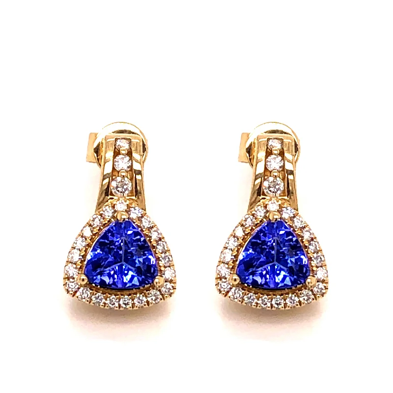 Gemstone earrings for women -Tanzanite and Diamonds Earrings