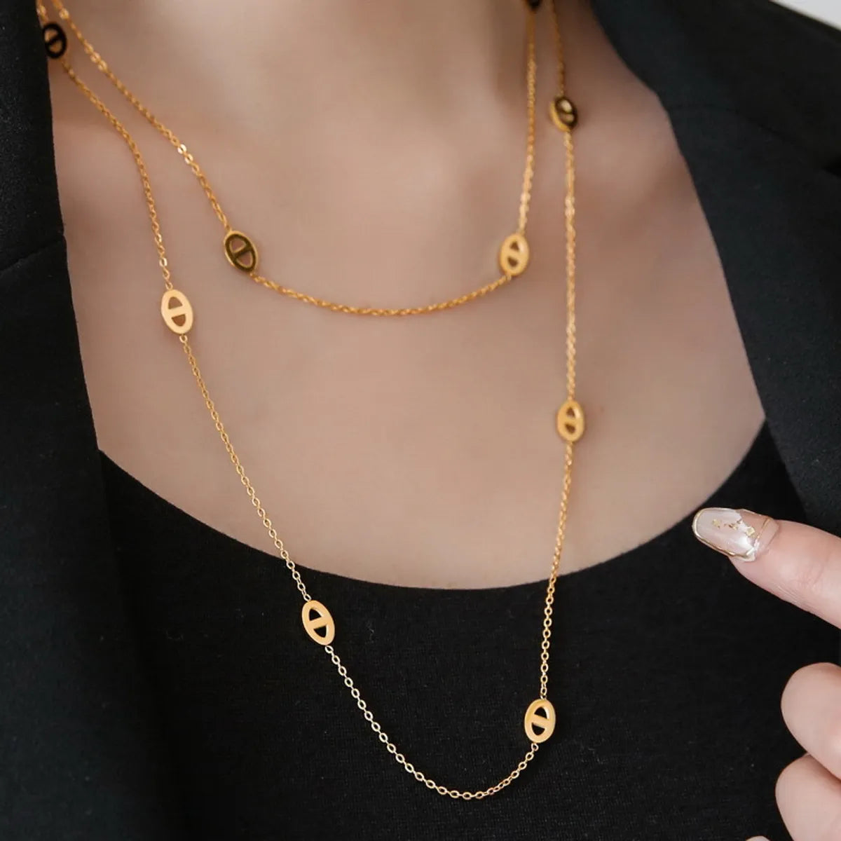 Vintage necklaces for women -Fashion Animal Titanium Steel Plating 18k Gold Plated Sweater Chain