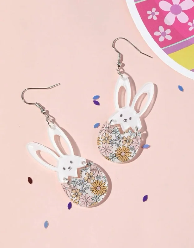 Dangle earrings for women -Beautiful Acrylic Bunny Earrings