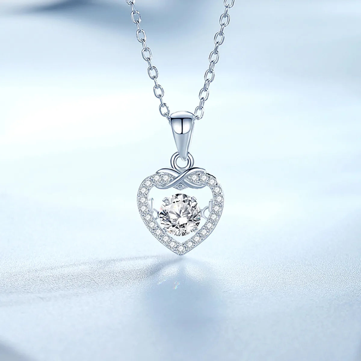 Classic gold necklaces for women -Simple Style Heart Shape Sterling Silver Inlay Moissanite Zircon Pendant Necklace