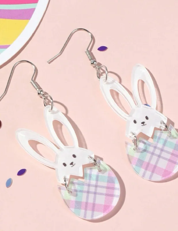 Statement gemstone earrings for women -Beautiful Acrylic Bunny Earrings