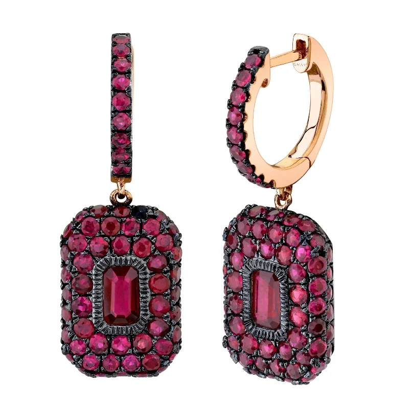 Simple earrings for women -RUBY PAVE BAGUETTE DROP EARRINGS