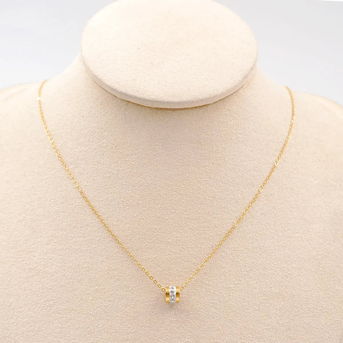 Personalized name necklaces for women -304 Stainless Steel Titanium Steel 18K Gold Plated Casual Simple Style Plating Inlay Geometric Rhinestones Necklace