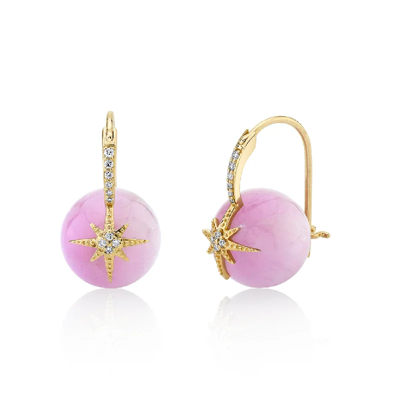 Custom earrings for women -Gold & Diamond Starburst Kunzite Earrings