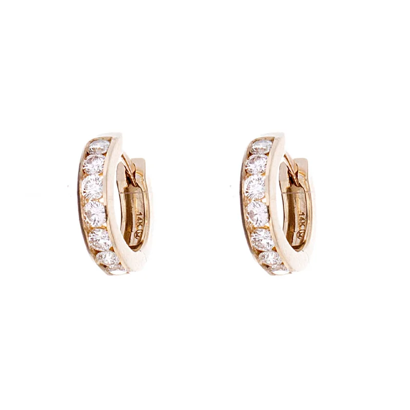 Gold leaf earrings for women -Diamond Huggie Earrings