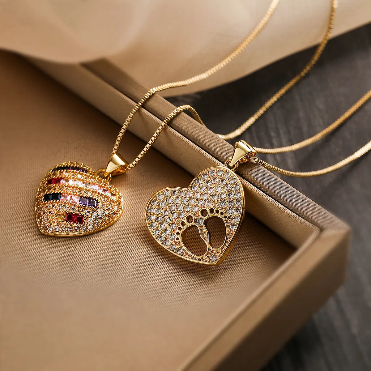 High-quality gemstone necklaces for women -Vacation Beach Sweet Heart Shape Copper Plating Inlay Zircon 18k Gold Plated Pendant Necklace