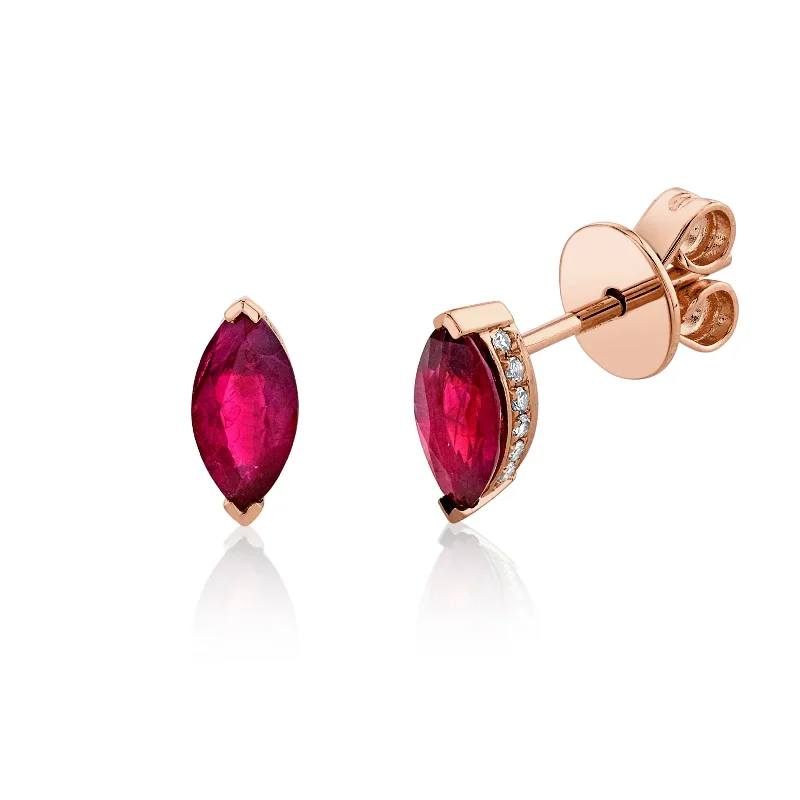 Custom diamond earrings for women -RUBY MARQUISE STUDS