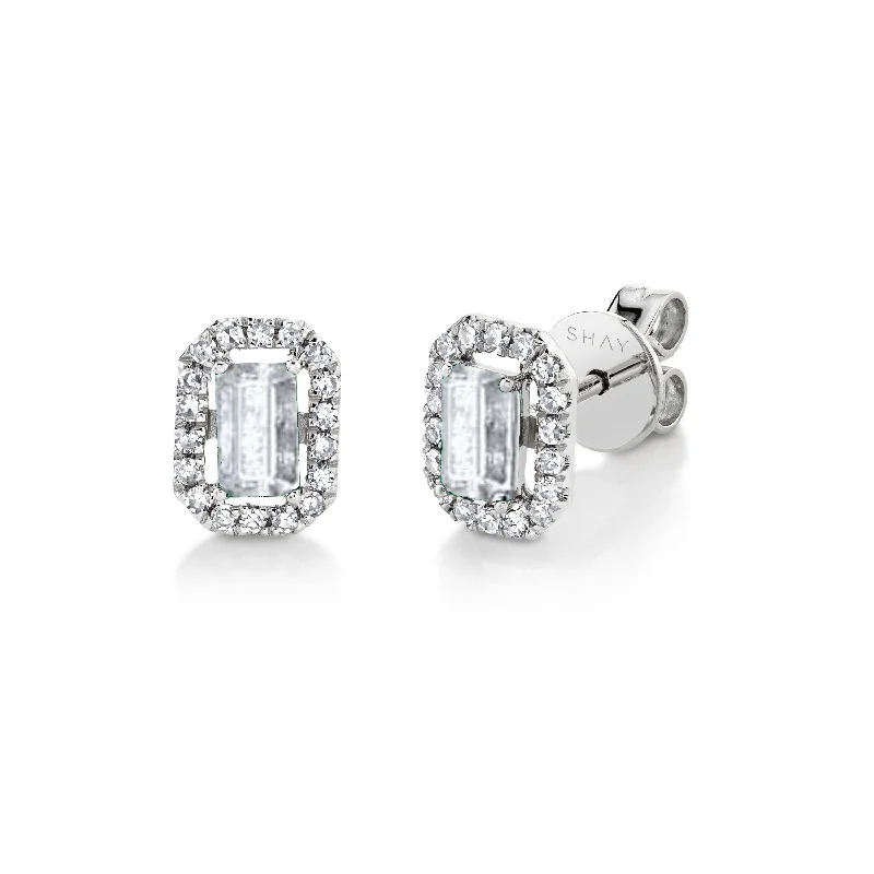 Clip-on earrings for women -MINI ME DIAMOND HALO STUDS