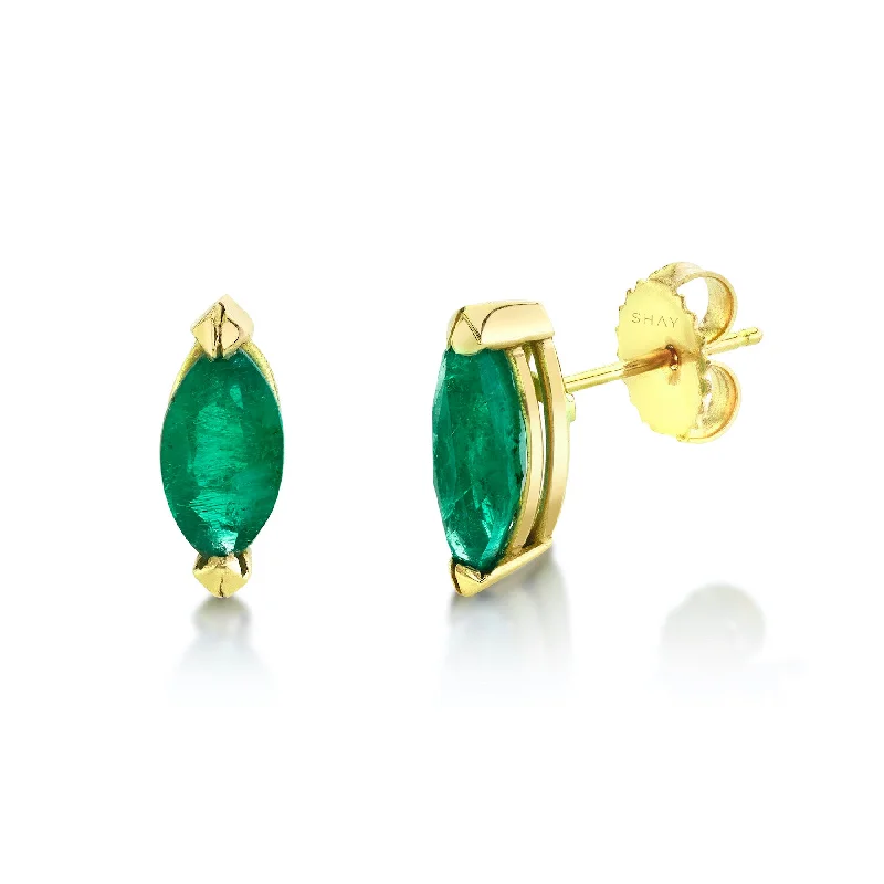 Drop earrings for women -EMERALD MARQUISE STUDS