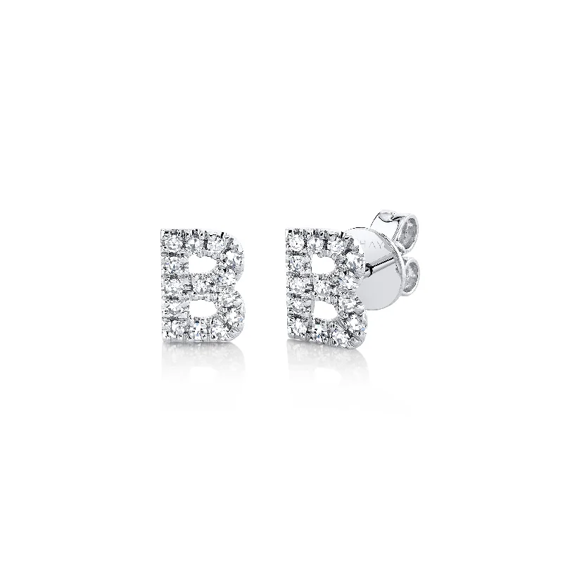 Custom-made earrings for women -MINI ME DIAMOND PAVE INITAL STUDS