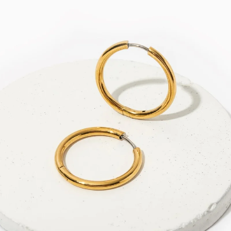 Trendy earrings for women -Large Rooftop Hoop Earrings