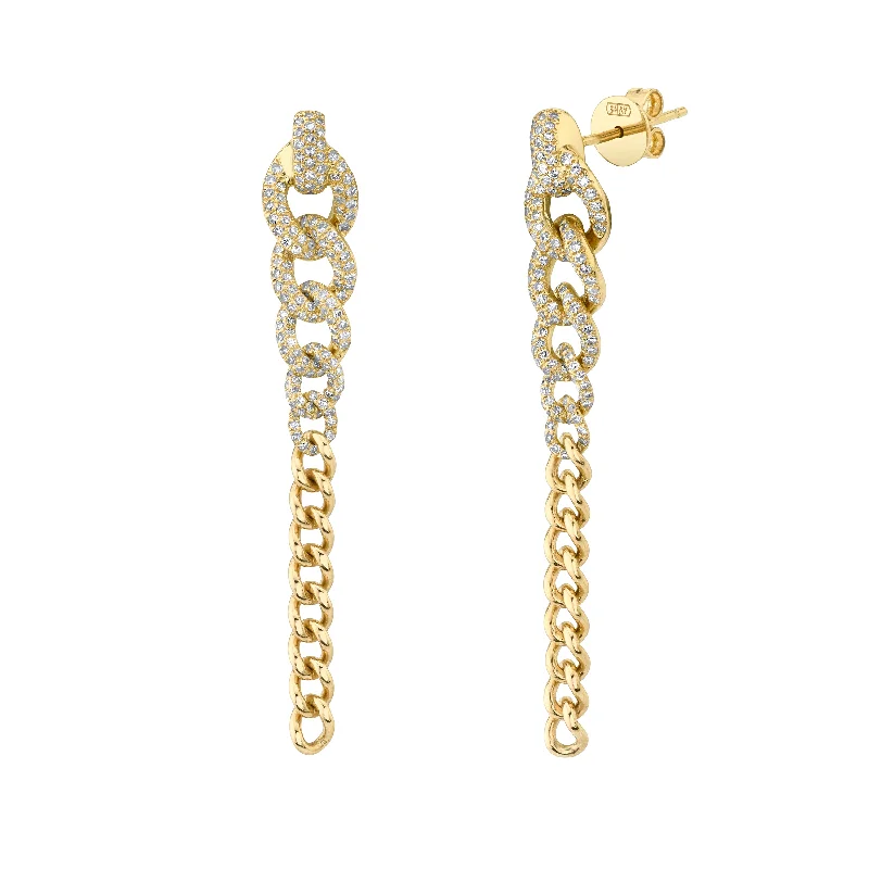 Sparkling earrings for women -READY TO SHIP DIAMOND 2 IN 1 GRADUAL PAVE DROP EARRINGS