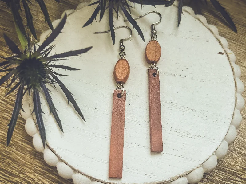 Boho earrings for women -Beautiful Brown Wood Earrings