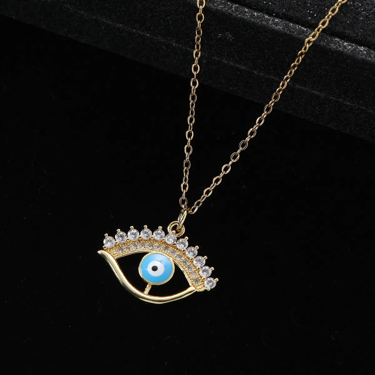 Unique gemstone necklaces for women -Wholesale Vintage Style Eye Stainless Steel Titanium Steel Plating Inlay Zircon Pendant Necklace