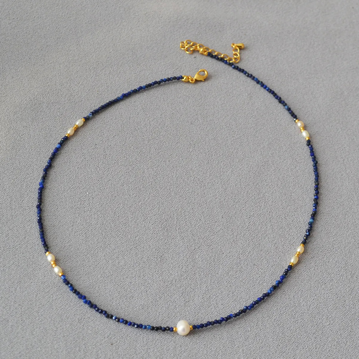 Statement necklaces for women -Classic Style Geometric Freshwater Pearl Lapis Lazuli Brass Wholesale Necklace